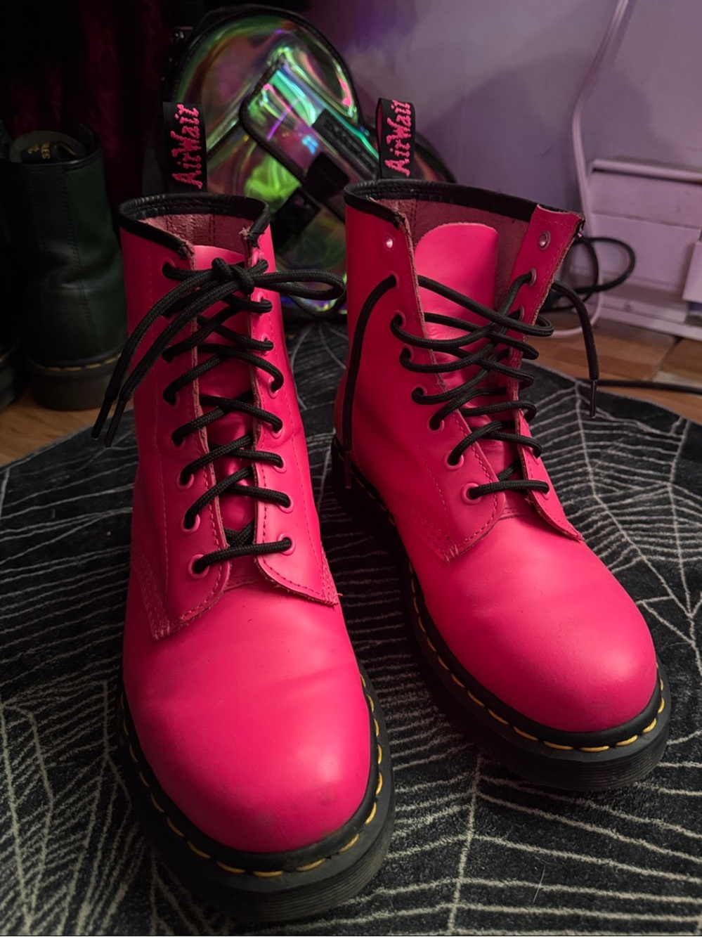 Dr. Martens Hot Pink Leather Lace-Up Boots